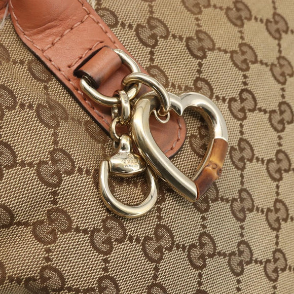 GUCCI Heart Bit GG Canvas Hand Bag 2way Brown Gold 269957 Auth ep12481