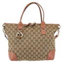 GUCCI Heart Bit GG Canvas Hand Bag 2way Brown Gold 269957 Auth ep12481-13