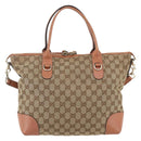 GUCCI Heart Bit GG Canvas Hand Bag 2way Brown Gold 269957 Auth ep12481-2