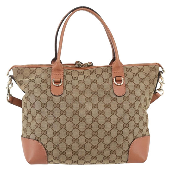 GUCCI Heart Bit GG Canvas Hand Bag 2way Brown Gold 269957 Auth ep12481
