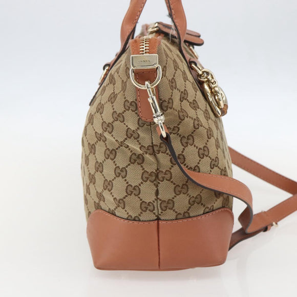 GUCCI Heart Bit GG Canvas Hand Bag 2way Brown Gold 269957 Auth ep12481