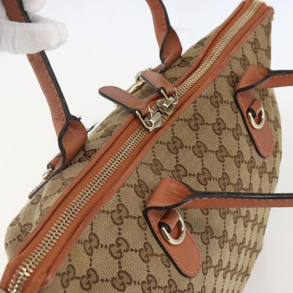GUCCI Heart Bit GG Canvas Hand Bag 2way Brown Gold 269957 Auth ep12481