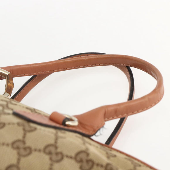 GUCCI Heart Bit GG Canvas Hand Bag 2way Brown Gold 269957 Auth ep12481