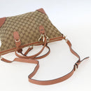 GUCCI Heart Bit GG Canvas Hand Bag 2way Brown Gold 269957 Auth ep12481-9
