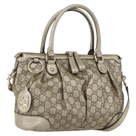 GUCCI GG Canvas Guccissima Sukey Bag 2way Champagne Gold 247902 Auth ep12482