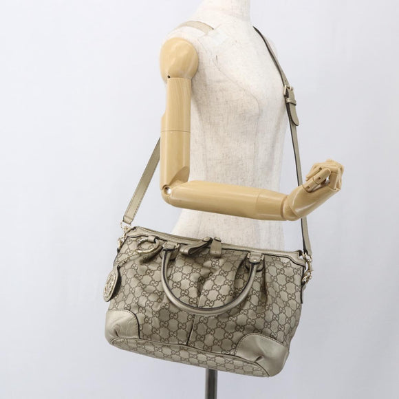 GUCCI GG Canvas Guccissima Sukey Bag 2way Champagne Gold 247902 Auth ep12482A