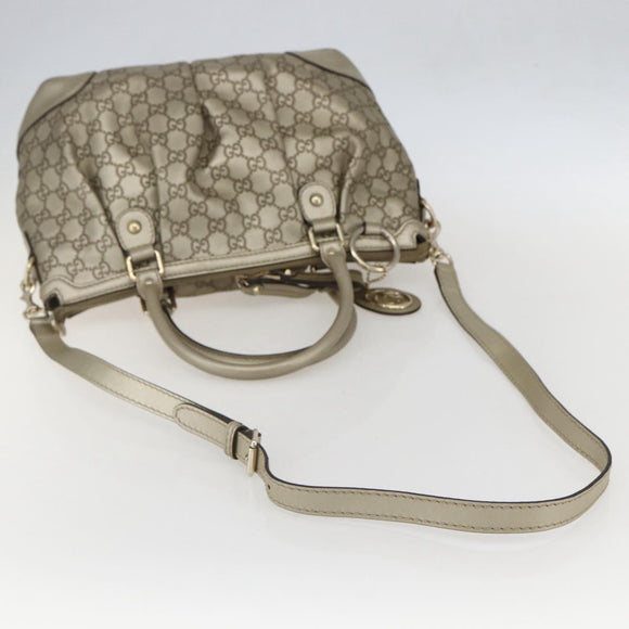 GUCCI GG Canvas Guccissima Sukey Bag 2way Champagne Gold 247902 Auth ep12482A