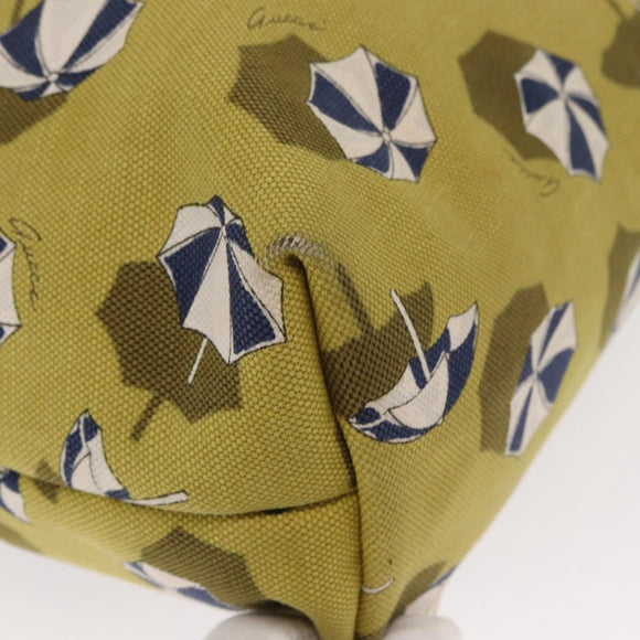 GUCCI Tote Bag Canvas Gold Green 295252 Auth ep12483