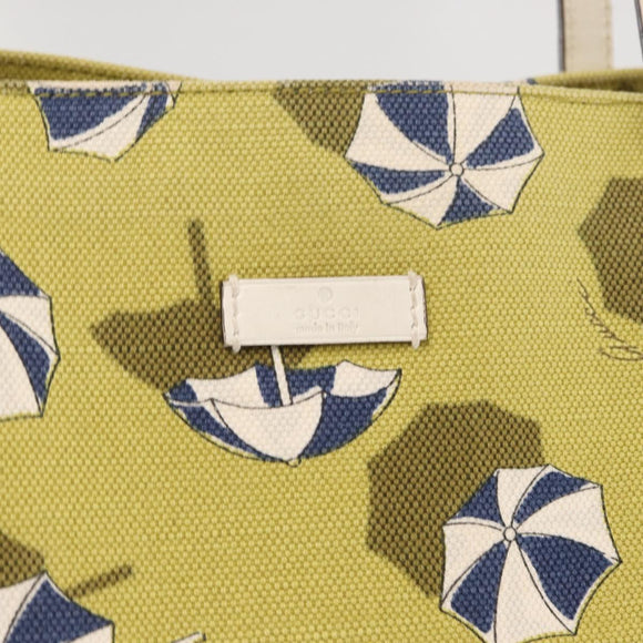 GUCCI Tote Bag Canvas Gold Green 295252 Auth ep12483