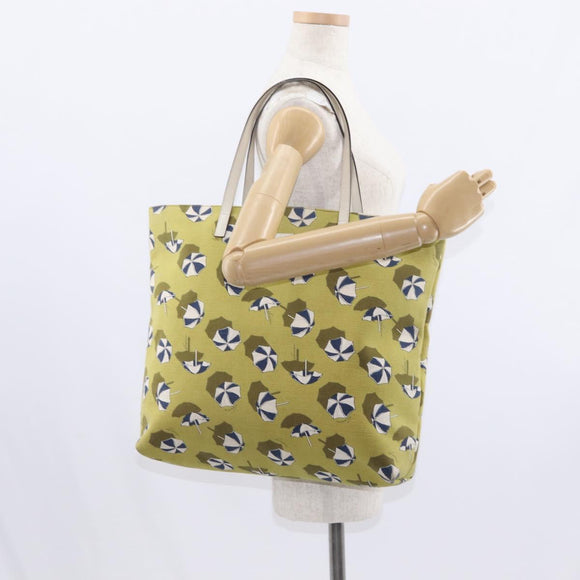 GUCCI Tote Bag Canvas Gold Green 295252 Auth ep12483