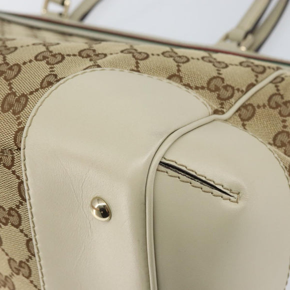 GUCCI GG Canvas Web Sherry Line Pretty Tote Bag Beige Red 257063 Auth ep12484