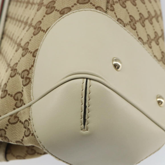 GUCCI GG Canvas Web Sherry Line Pretty Tote Bag Beige Red 257063 Auth ep12484