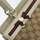 GUCCI GG Canvas Web Sherry Line Pretty Tote Bag Beige Red 257063 Auth ep12484-14