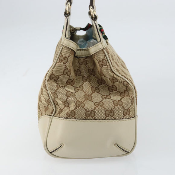 GUCCI GG Canvas Web Sherry Line Pretty Tote Bag Beige Red 257063 Auth ep12484