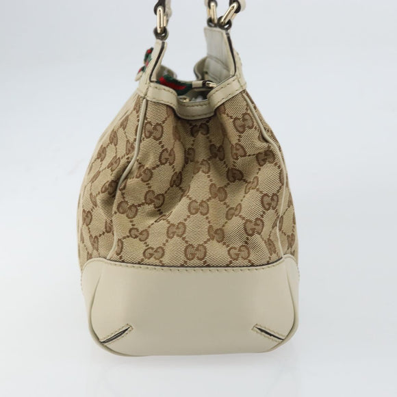 GUCCI GG Canvas Web Sherry Line Pretty Tote Bag Beige Red 257063 Auth ep12484