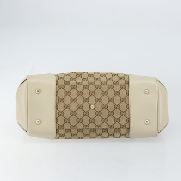 GUCCI GG Canvas Web Sherry Line Pretty Tote Bag Beige Red 257063 Auth ep12484