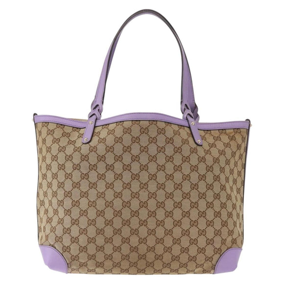 GUCCI GG Canvas Tote Bag Beige Gold 247209 Auth ep12485