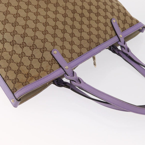 GUCCI GG Canvas Tote Bag Beige Gold 247209 Auth ep12485
