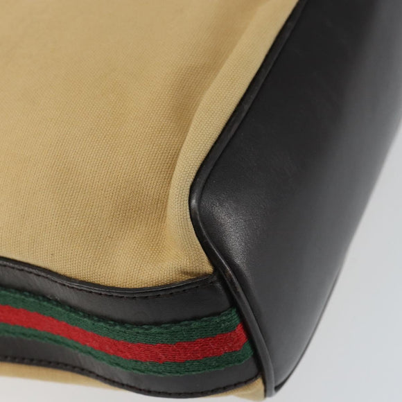 GUCCI Web Sherry Line Shoulder Bag Canvas Beige Gold 001 4288 Auth ep12486