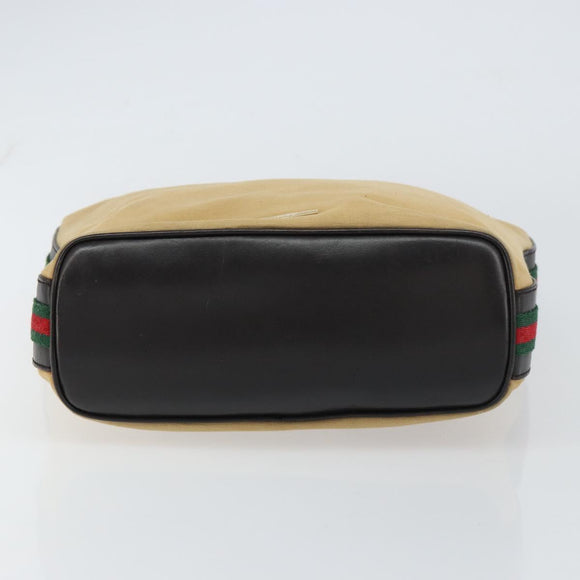 GUCCI Web Sherry Line Shoulder Bag Canvas Beige Gold 001 4288 Auth ep12486