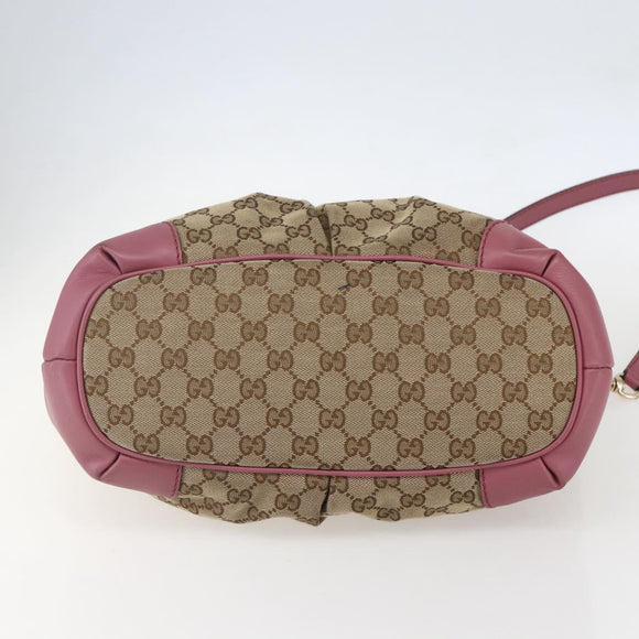 GUCCI GG Canvas Sukey Hand Bag 2way Beige Gold 247902 Auth ep12487