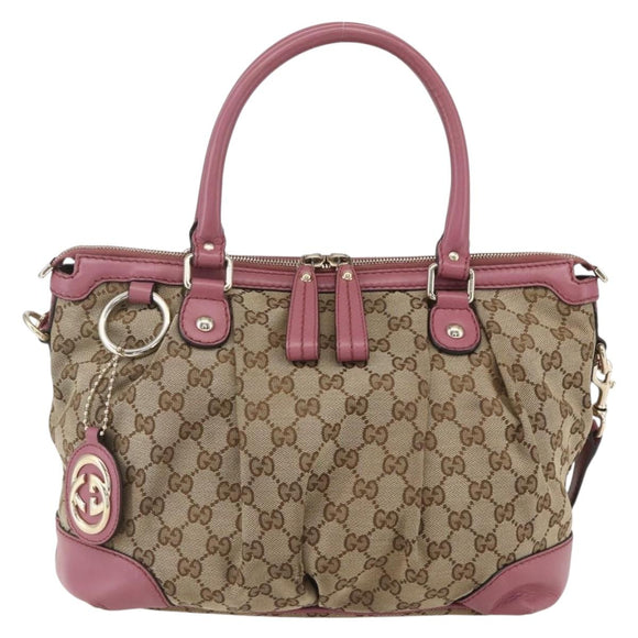 GUCCI GG Canvas Sukey Hand Bag 2way Beige Gold 247902 Auth ep12487