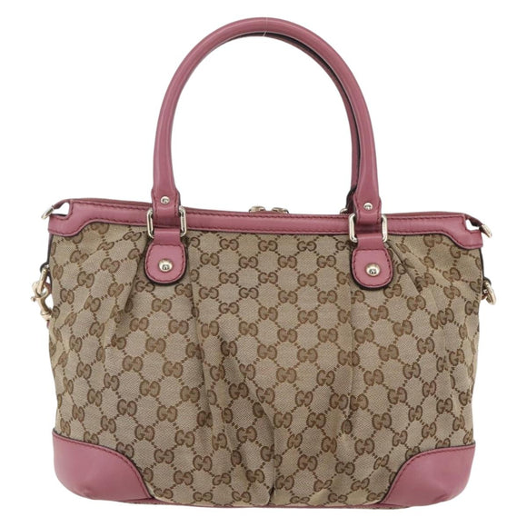 GUCCI GG Canvas Sukey Hand Bag 2way Beige Gold 247902 Auth ep12487