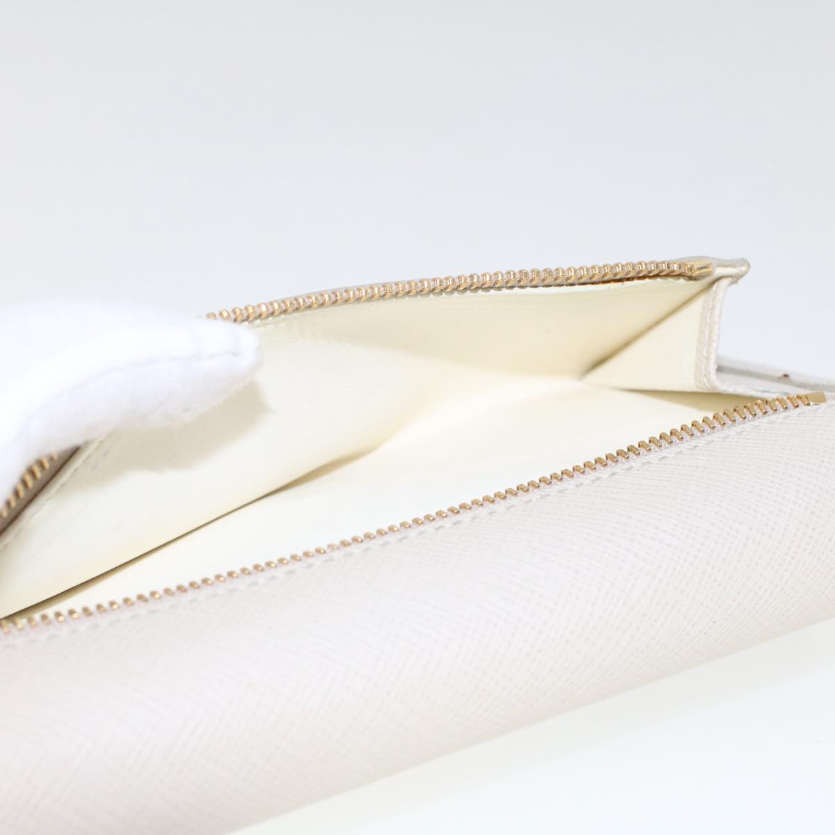 PRADA Long Wallet Safiano leather White Auth ep1249