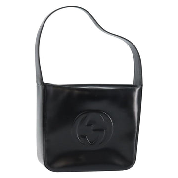 GUCCI Shoulder Bag Enamel Black Silver Auth ep12493