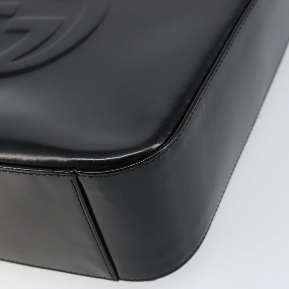 GUCCI Shoulder Bag Enamel Black Silver Auth ep12493