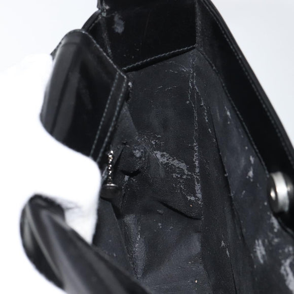 GUCCI Shoulder Bag Enamel Black Silver Auth ep12493