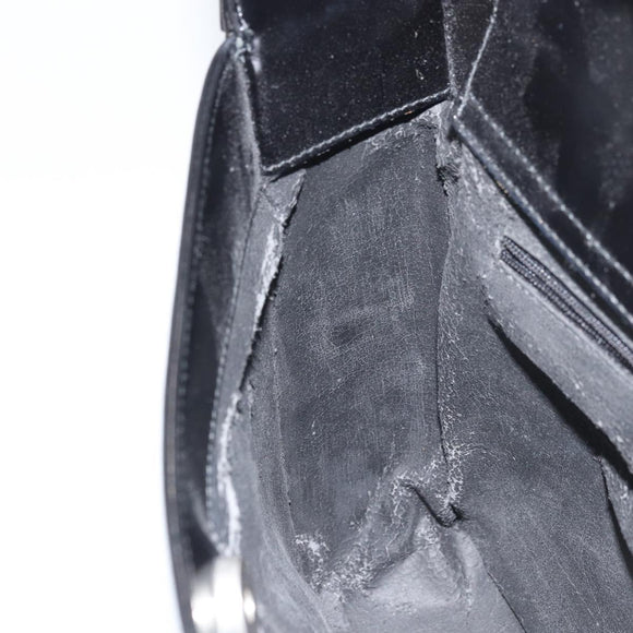 GUCCI Shoulder Bag Enamel Black Silver Auth ep12493