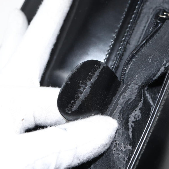 GUCCI Shoulder Bag Enamel Black Silver Auth ep12493