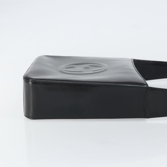 GUCCI Shoulder Bag Enamel Black Silver Auth ep12493