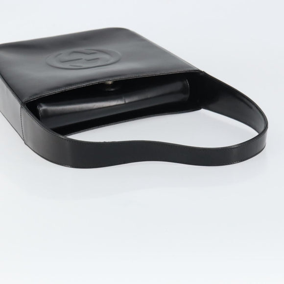 GUCCI Shoulder Bag Enamel Black Silver Auth ep12493