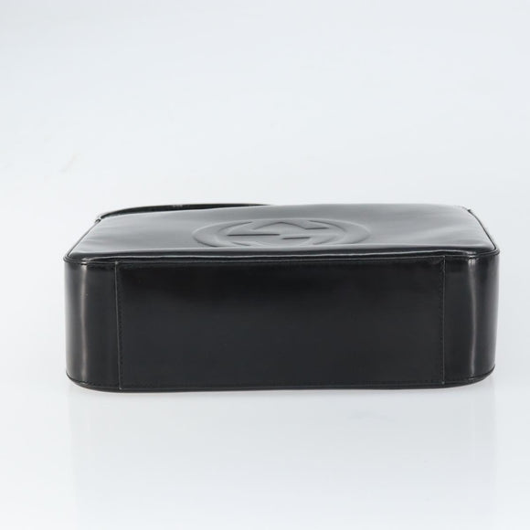 GUCCI Shoulder Bag Enamel Black Silver Auth ep12493