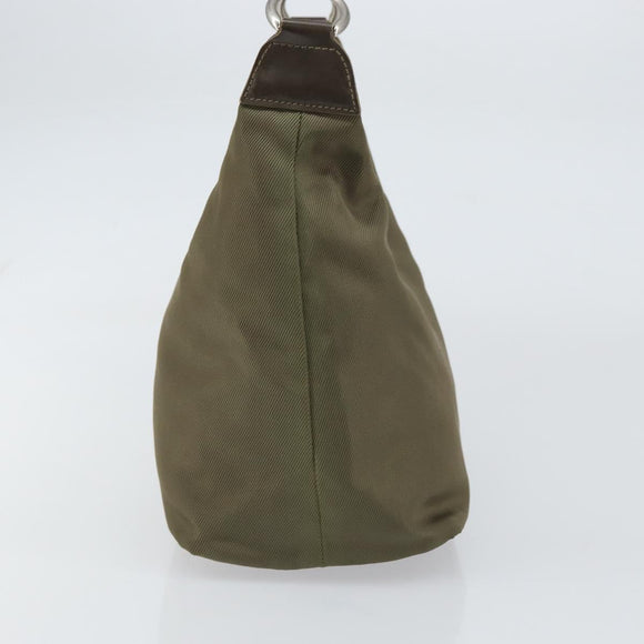 GUCCI Bamboo Shoulder Bag Nylon Khaki Silver 000 0531 Auth ep12494