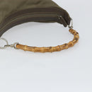GUCCI Bamboo Shoulder Bag Nylon Khaki Silver 000 0531 Auth ep12494-7