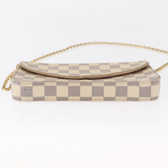 LOUIS VUITTON Damier Azur Pochette Felicie Chain Wallet N63106 LV Auth ep12496