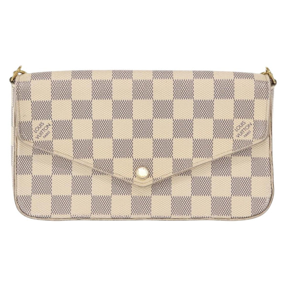 LOUIS VUITTON Damier Azur Pochette Felicie Chain Wallet N63106 LV Auth ep12496
