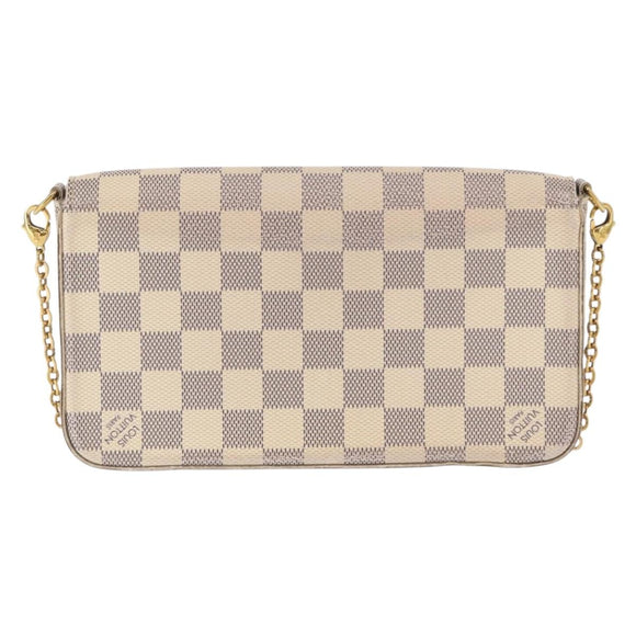 LOUIS VUITTON Damier Azur Pochette Felicie Chain Wallet N63106 LV Auth ep12496