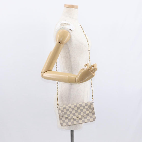 LOUIS VUITTON Damier Azur Pochette Felicie Chain Wallet N63106 LV Auth ep12496