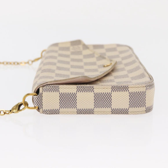 LOUIS VUITTON Damier Azur Pochette Felicie Chain Wallet N63106 LV Auth ep12496