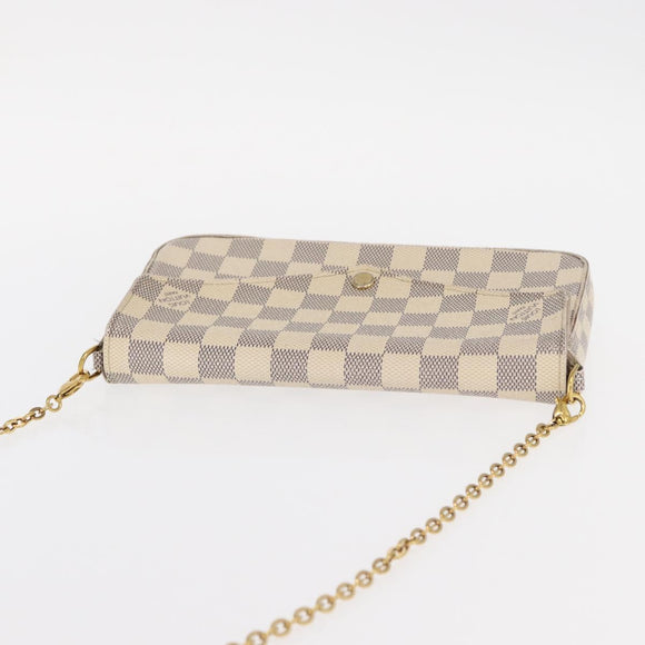 LOUIS VUITTON Damier Azur Pochette Felicie Chain Wallet N63106 LV Auth ep12496