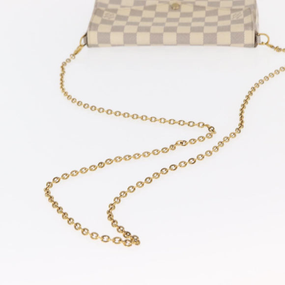 LOUIS VUITTON Damier Azur Pochette Felicie Chain Wallet N63106 LV Auth ep12496