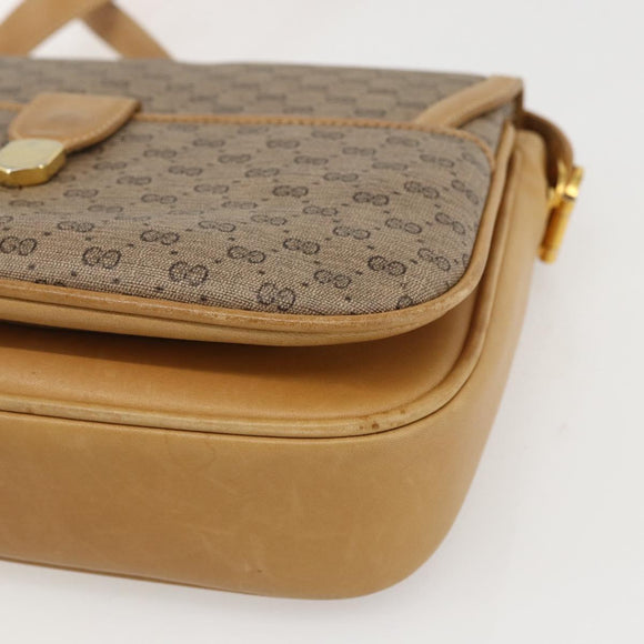 GUCCI Micro GG Supreme Shoulder Bag PVC Beige Gold Auth ep12497