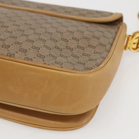GUCCI Micro GG Supreme Shoulder Bag PVC Beige Gold Auth ep12497