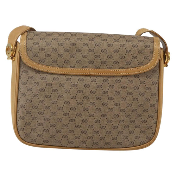 GUCCI Micro GG Supreme Shoulder Bag PVC Beige Gold Auth ep12497