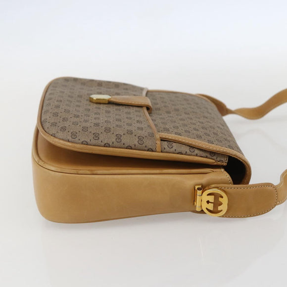 GUCCI Micro GG Supreme Shoulder Bag PVC Beige Gold Auth ep12497