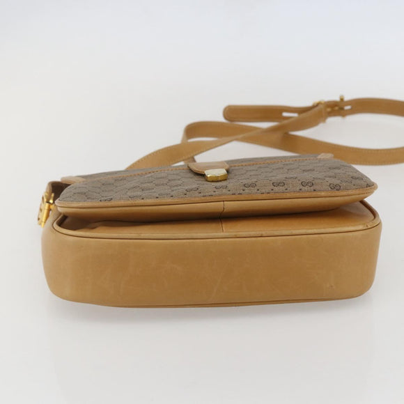 GUCCI Micro GG Supreme Shoulder Bag PVC Beige Gold Auth ep12497